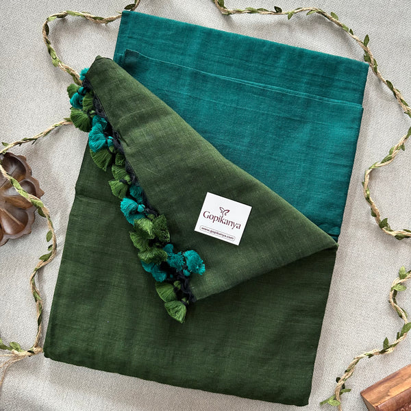 Green Nd Rama Handloom Khadi Cotton Saree