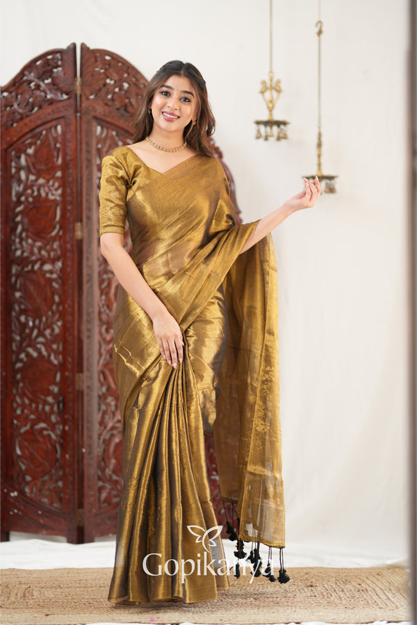 Gopikanya Gold Handloom Tissue Saree