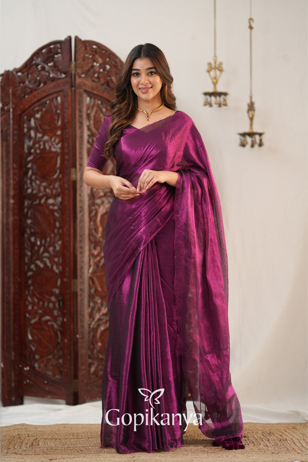 Gopikanya Wine Handloom Tissue Saree